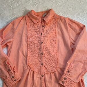 Pilcro Shirt Dress Women’s Medium tangerine  Button-up Long Sleeve 100% Cotton